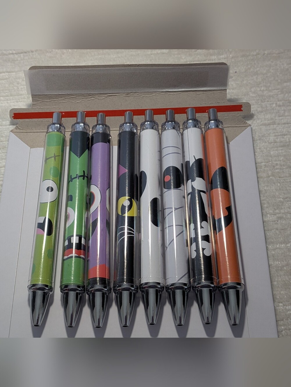 Halloween Patterned Click Ballpoint Pens -Black Ink Set Of 8 - Picture 6 of 7
